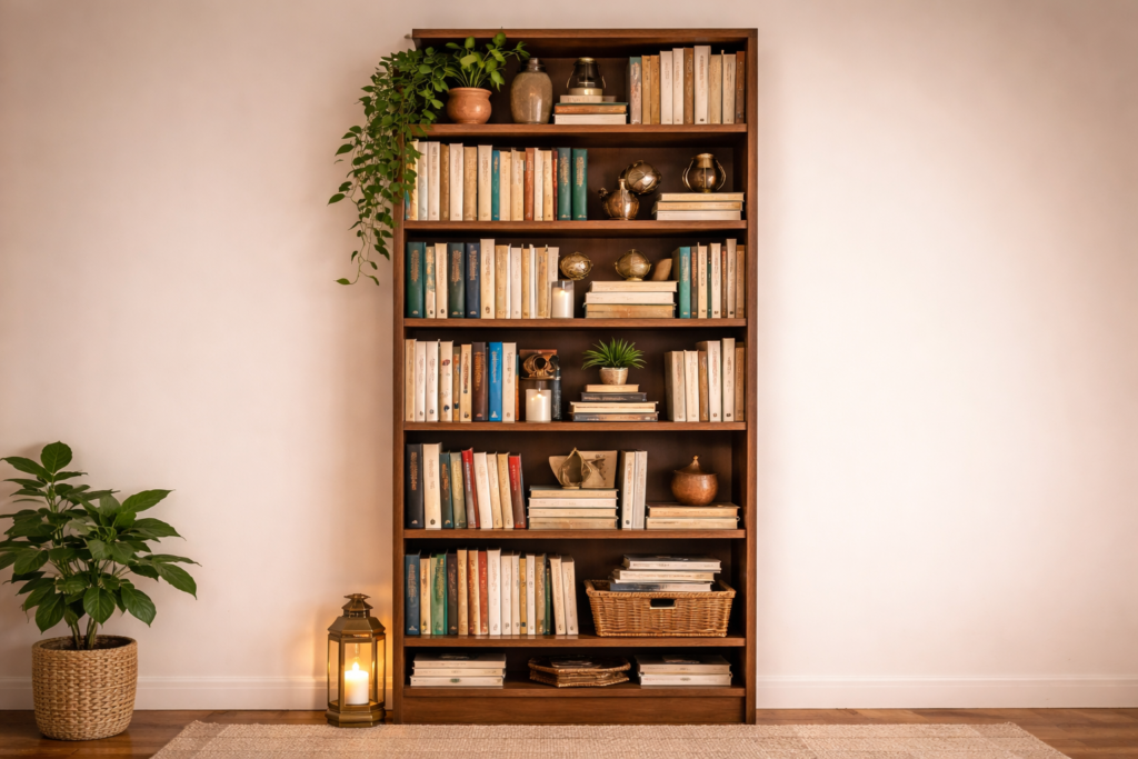 ahşap kitaplık detaylı görüntüsü